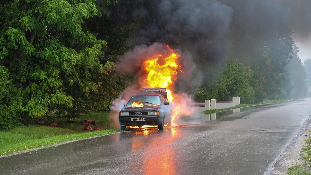 Fatal Accident: Car Crashes into Tree and Catches Fire